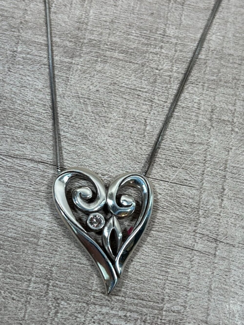 Vintage Brighton ALCAZAR Heart Silver Plated Pendant Necklace